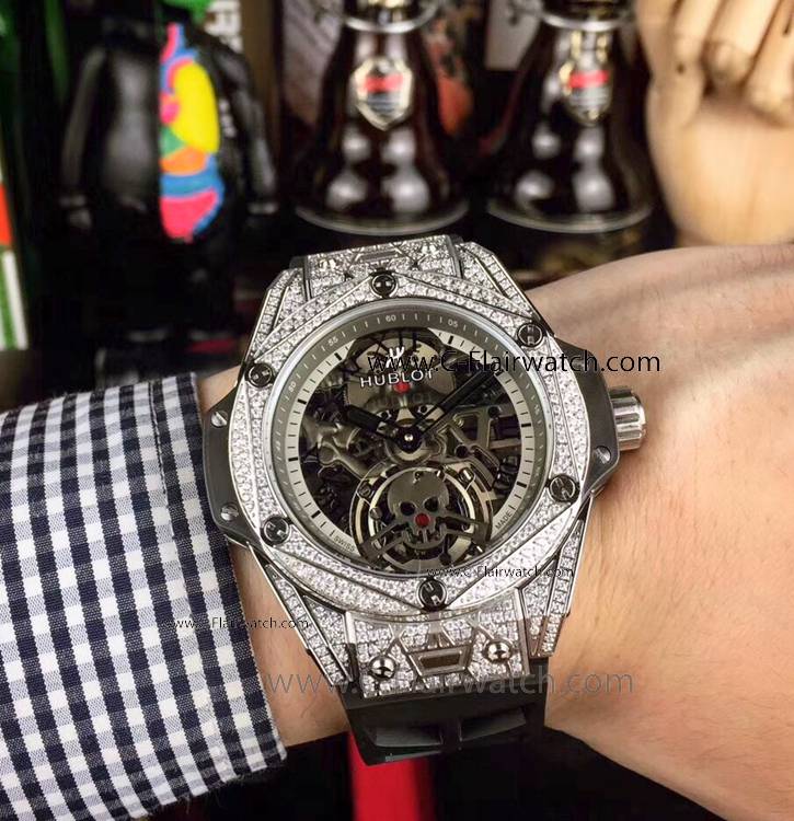 Hublot Sang Bleu Tourbillon SS Diamond Watch - 2019 New Copy
